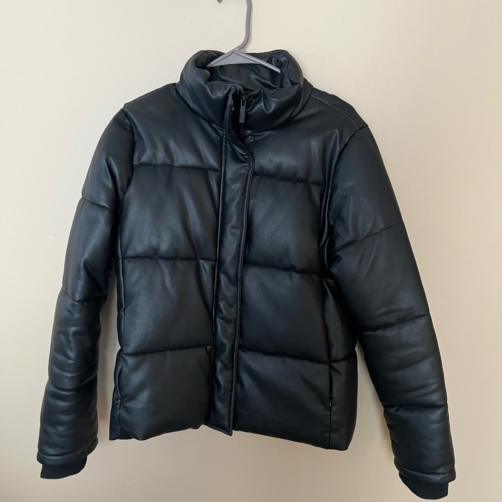 Faux leather winter jacket